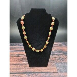 Jay King DTR Unakite Bead Necklace Sterling Silver 21–24" Green Gemstone Boho